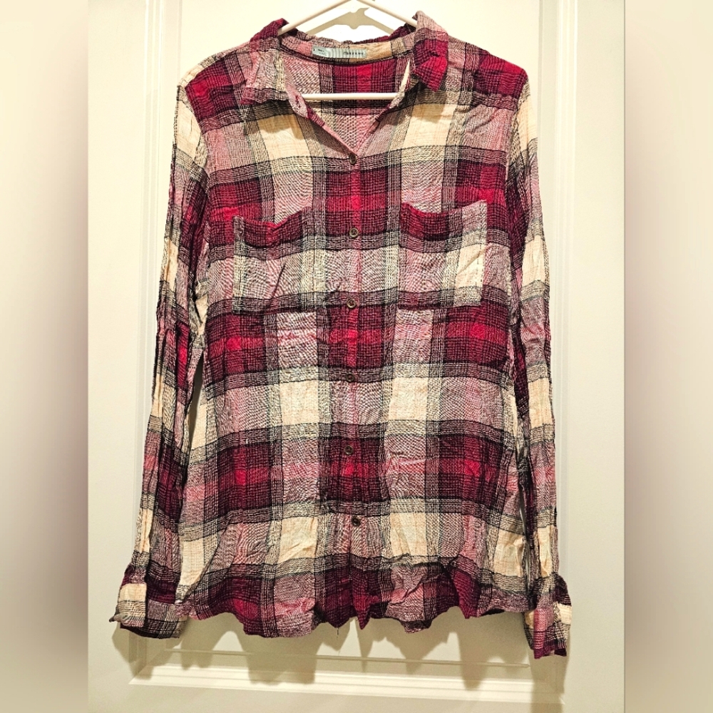 Women's soft button-down top - XL